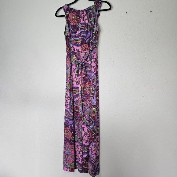 Madison Leigh Colorful Paisley‎ Maxi Dress Womens 14 Sleeveless Summer Retro - Picture 8 of 12